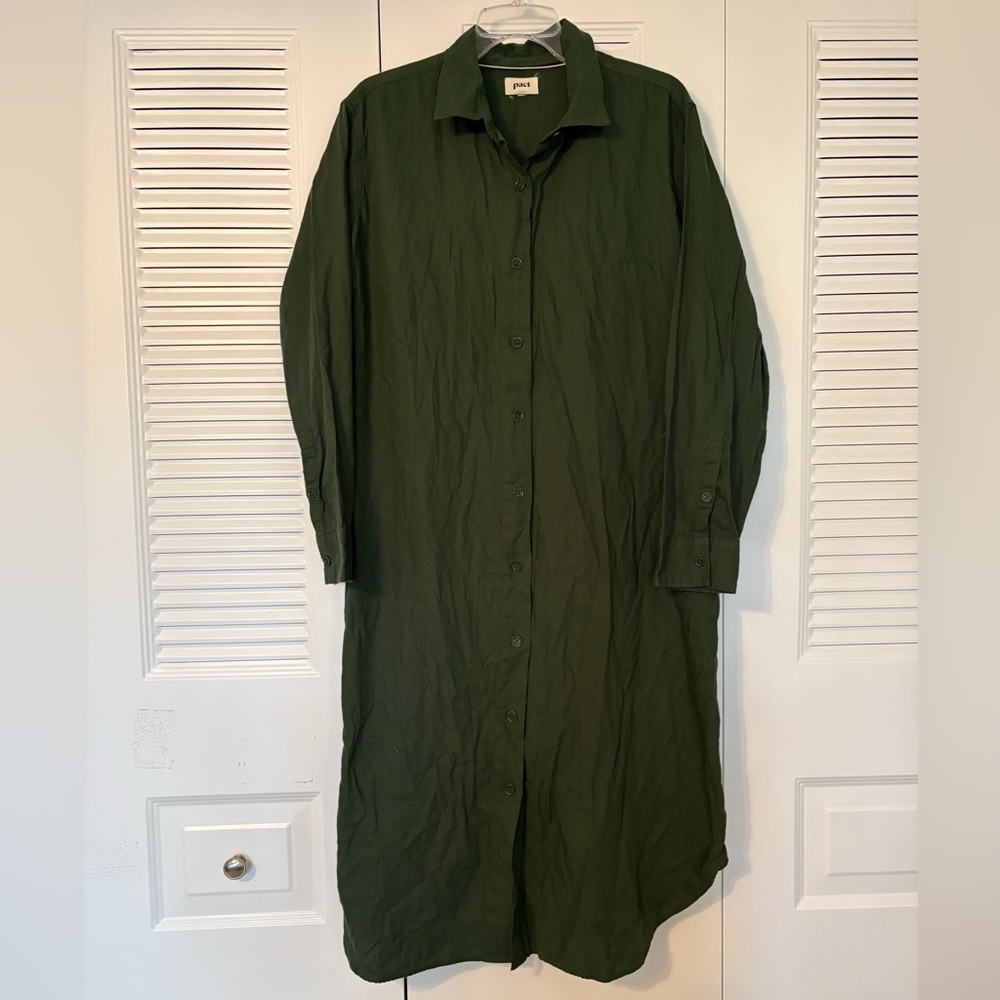 Pact Olive Green Shirt with Ivory Trim